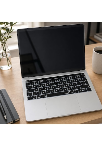 Macbook Pro Touch Bar Türkçe Q Klavye Koruyucu Silikon Keyboard Cover 13-15 İnç Uyumlu A1706 A1989 A2159 A1707 A1990 Uk Iso Ters L Enter Siyah