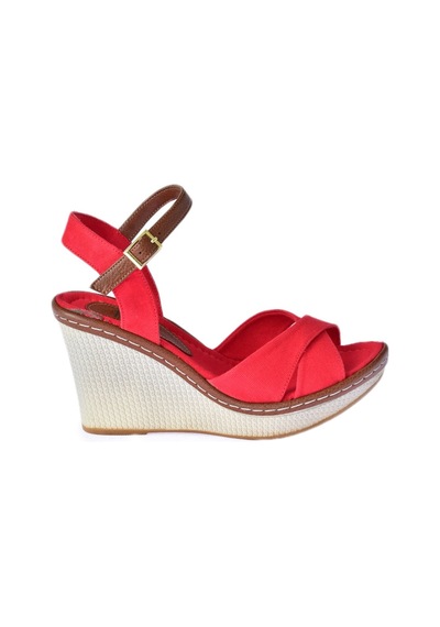 Fox Shoes Kırmızı Kadın Dolgu Topuklu Ayakkabı 9674040205 Kırmızı