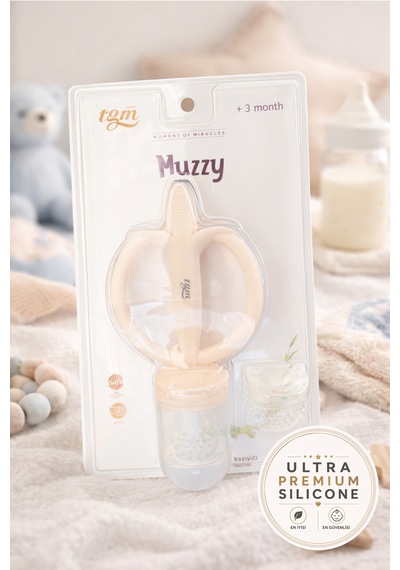 Tgm Baby Meyve Besleyici Ve Ultra Premium Silikon Diş Kaşıyıcı Muzzy Fildişi