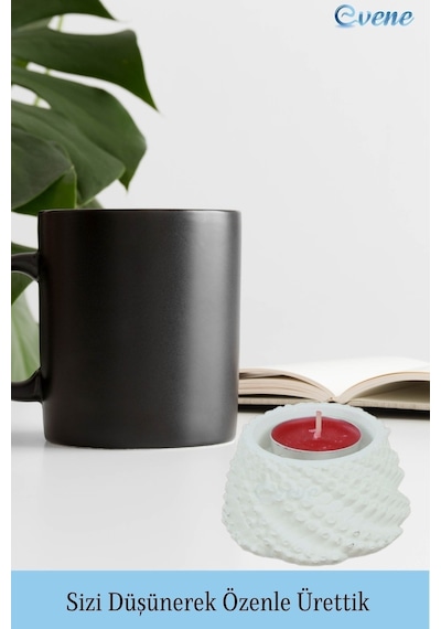 Mumluk Şamdan Tealight Ve İnce Mum Uyumlu Ejderha Yumurtası Model - Beyaz