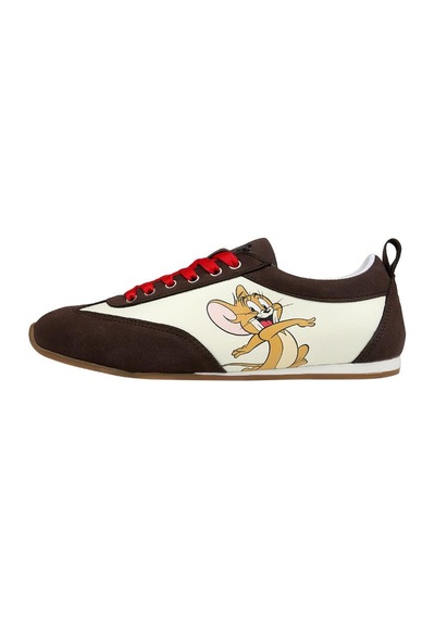Kadın Vegan Deri Krem Sneakers - Warner Bros Looney Tunes Tom & Jerry Tasarım Çok Renkli