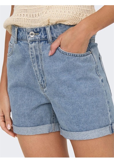 Only Onlvega Hw Mom Dnm Shorts Noos Kadın Mavi Denim Şort - 15230571