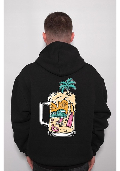 Beer Bira Tatil Deniz Kum Güneş Holiday Sweatshirt Unisex Kapüşonlu Hoodie 001