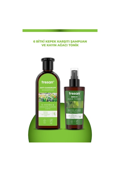 6 Bitki Kepek Karşıtı Bakım Şampuanı 300 Ml Tresan K.ağacı Özlü Saç Toniği 125 Ml. Tüm Saç Tipleri