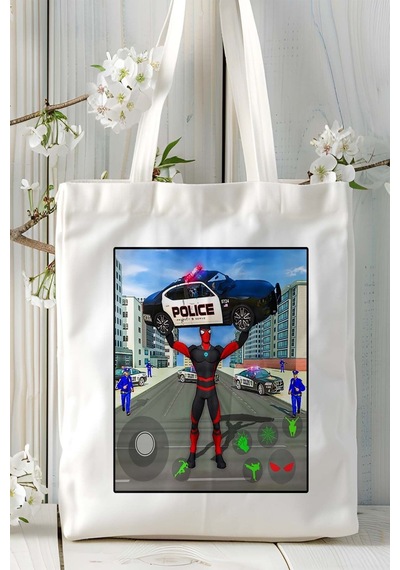 Art Hediye Miami Rope Hero Mobil Oyun Baskılı Bez Çanta Omuz Çantası Çift Tafaflı Baskı Kişiye Özel 6 Çok Renkli