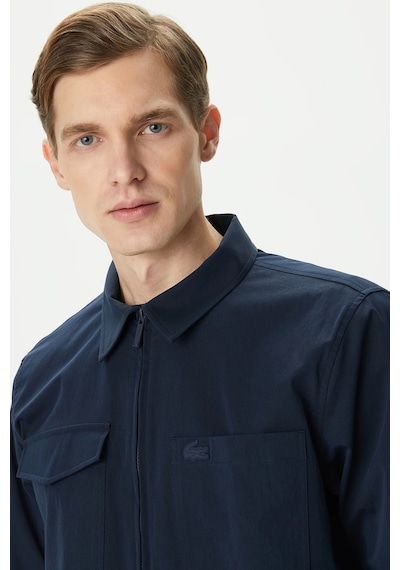 Lacoste Men's Relaxed Fit Full Zip Shirt Rahat Kesim Tam Fermuar Erkek Gömlek Lacivert