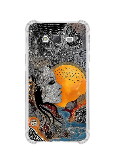 Printify Samsung Galaxy J7core İle Uyumlu Simya Serisi Mozaik Tanrıça Tasarımlı Uv Baskılı Köşe Korumalı Antişok Kılıf Şeffaf