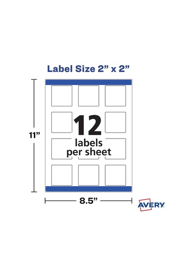 Permanent Kare Etiket, Beyaz, İnkjet/lazer Pack Of 120 Diğer