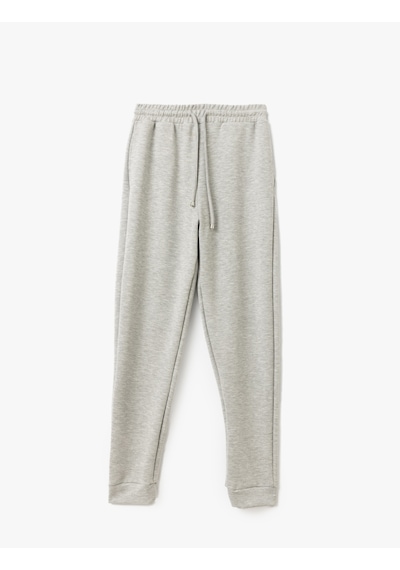 Koton Viskon Kumaş Beli Bağlamalı Cepli Jogger Eşofman Altı Gri Melanj 5sak30016ek GRİ MELANJ
