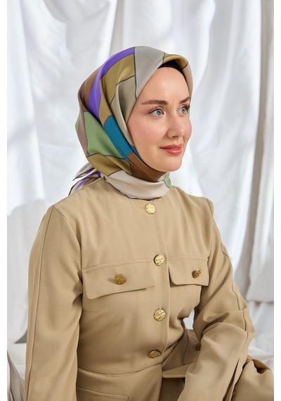 Silk Home %100 Twill İpek Eşarp S543 Kahverengi