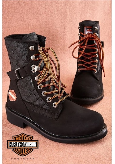 Harley Davidson 025g100078 New Worker Deri Postal Kadın Bot Siyah