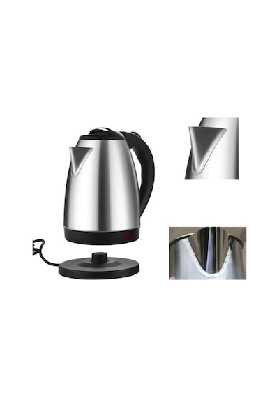 Kettle Su Isıtıcı C F Priz Uyumlu 220 - 240 V Paslanmaz Çelik Kablolu Açık Gri