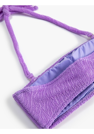 Koton Straplez Bikini Üstü Boyundan Bağlamalı Dokulu Lila 3sak10020mm 3SAK10020MM370