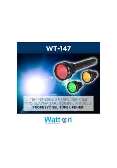 Watton Wt-147 Güçlü Profesyonel Tufek Feneri Siyah