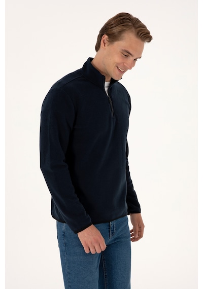 U.S. Polo Assn. Erkek Regular Fit Lacivert Polar Yarım Fermuarlı Basic Sweatshirt 50313777-VR033