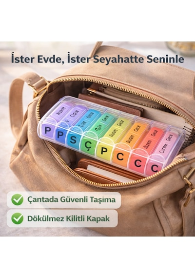 Polham 7 Günlük 28 Bölmeli Kilitli İlaç Ve Takviye Kutusu L Yaylı Kutulu L Bpa İçermez L Haftalık İlaç Kutusu Çok Renkli
