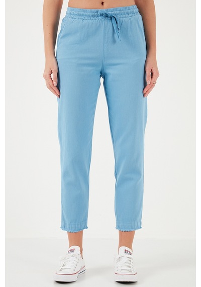 Lela Pamuklu Normal Bel Regular Fit Düz Paça Bayan Pantolon 668Yp42282S4 Mavi