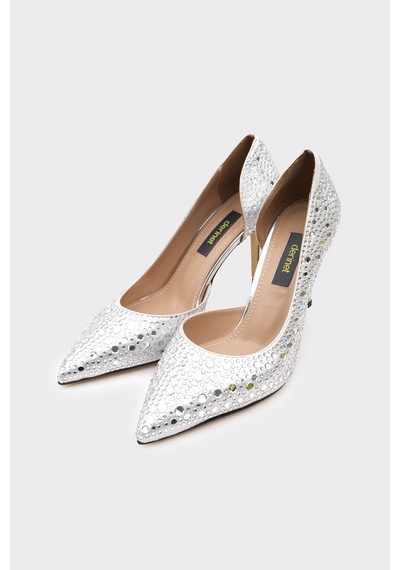 Derinet Taşlı Dekolteli Kadın Stiletto Gümüş GÜMÜŞ