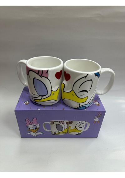 Donald Ve Daisy Duck 2'li Öpüşen Çift Kupa Bardak Seti