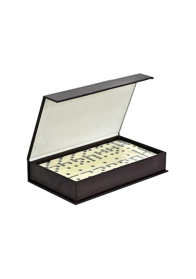 Lüks Deri Kutulu Premium Domino Seti 28 Parça Spinner Lı Çift 6 Taş 2-4 Oyuncu Yeni Yıl Hediyesi B