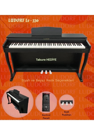 Ludorf Le 330 Siyah Profesyonel Dijital Piyano 88 Tuşlu Tuş Hassasiyetli +tabure / Kulaklık