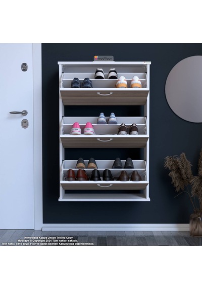 Modilayn Varbi Asma Antre Hol 72 X 107 X 25, 5 Cm Lik 3 Düşer Kapak 6 Göz Raf Bölmeli Ayakkabılık Beyaz - Cordoba Modilayn Varbi Asma Antre Hol 72 X 107 X 25, 5 Cm Lik 3 Düşer Kapak 6 Göz Raf Bölmeli Ayakkabılık Beyaz - Cordoba