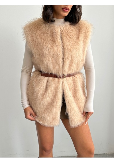 Verymoda Yapay Kürk Kadın Yelek Yumuşak Dokulu Vmf2038 Taş