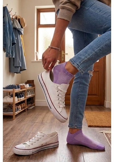 Socketta Kadın Bambu Dikişsiz 6'lı Karışık Renk Patik Çorap Premium Çok Renkli