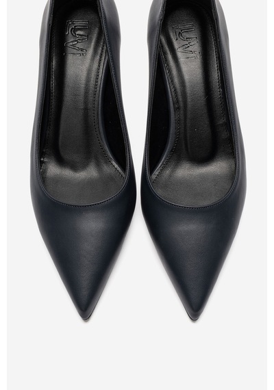 Luvi Shoes Velmıra Lacivert Mat Kadın Topuklu Ayakkabı