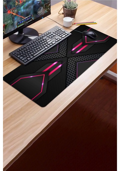Sonictouch Prizma Kırmızı Petek Desenli Gamer Oyuncu Dikişsiz Sıvı Geçirmez Siyah Klavye Mouse Pad 3 Mousepad
