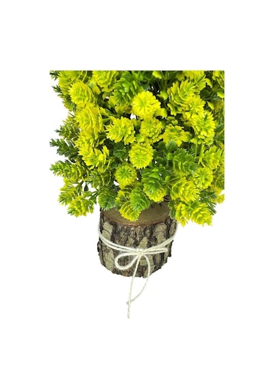 Yapay Çiçek Bonsai Ağacı Sarı Kozalaklı Kütük Saksıda Dekoratif Yapay Ağaç Bonzai 30 15 Cm