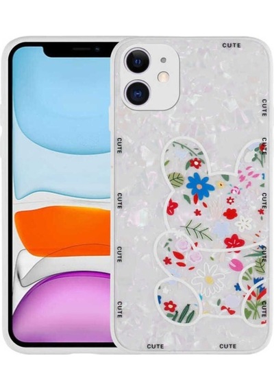 Apple Uyumlu iPhone 11 Kılıf Desenli Sert Silikon Zore Mumila Kapak White Rabbit