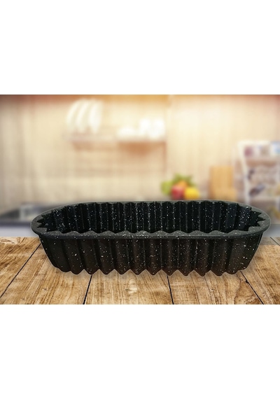 Yıldız Dilimli Baton Kek Kalıbı Granit Döküm 36 Cm Xxl Siyah Siyah
