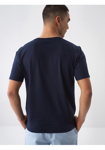 Xint Lacivert Pamuk Dokulu Slim Fit Tişört 502206