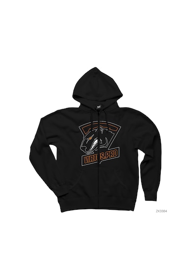 Virtus Pro Line Siyah Fermuarlı Kapşonlu Sweatshirt