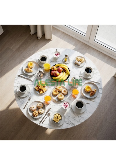 90 Cm Çap - Beyaz Desenli Katlanabilir Yer Sofrası - Oyun Masası - 21 Cm Yükseklik Beyaz Mermer 90 Cm Çap - Beyaz Desenli Katlanabilir Yer Sofrası - Oyun Masası - 21 Cm Yükseklik Beyaz Mermer