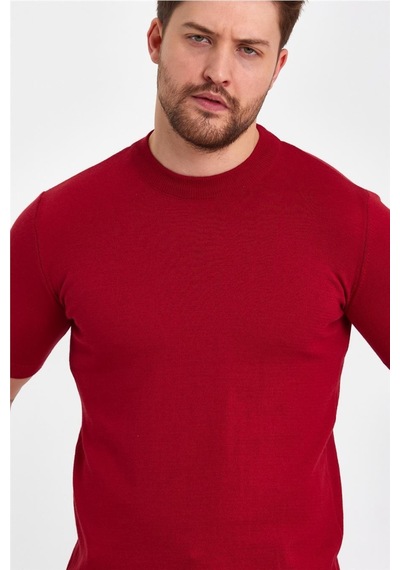 Cool Tarz Kırmızı Erkek Yarım Balıkçı Düz Triko T-shirt-trz19129r06s Kırmızı Kırmızı