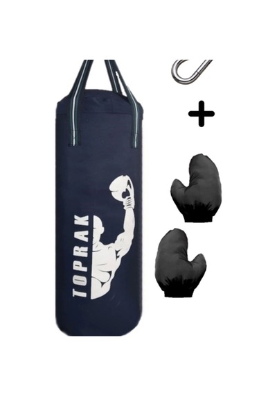 9-13 Yaş Boks Torbası 60cm Çocuk Boks Torbası Eldiven+karabina Hediyeli Lacivert