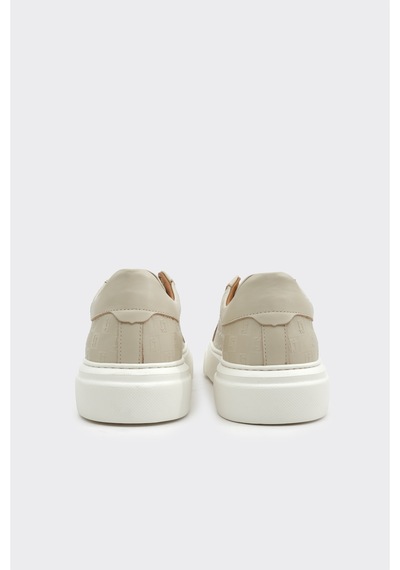 Derinet Hakiki Deri Desenli Kadın Sneaker Bej Bej
