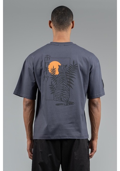 Maraton Sportswear Oversize Erkek Bisiklet Yaka Kısa Kol Basic Antrasit T-shirt 23243-antrasit