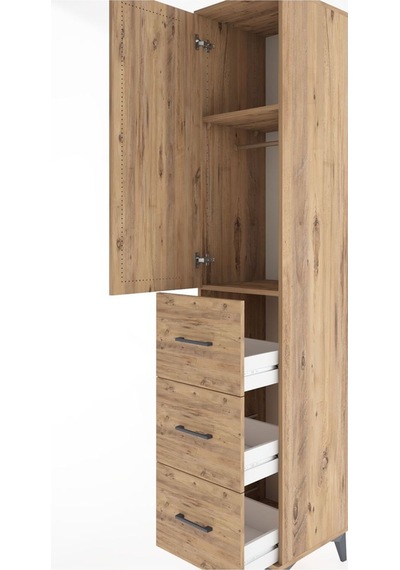 Hyperion Dolap 2 Raflı 3 Çekmeceli Tek Askılı 44x44x221 Çam-çam Atlas Çam