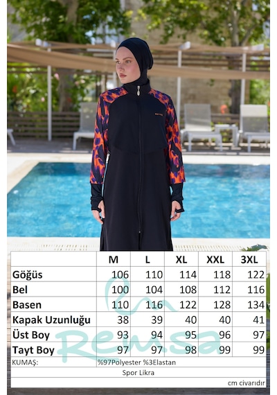 Remsa Mayo Remsa Spor Likra Tam Kapalı Tesettür Mayo R134 Siyah03 Side