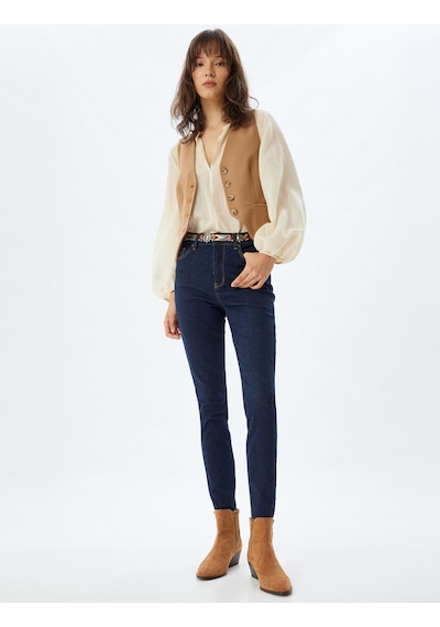 Koton Yüksek Bel Kot Pantolon Düğmeli Dar Kalıp - Skinny Push Up Fit Jean Koyu İndigo 5wal40204md Koyu İndigo Koton Yüksek Bel Kot Pantolon Düğmeli Dar Kalıp - Skinny Push Up Fit Jean Koyu İndigo 5wal40204md Koyu İndigo