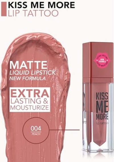 Uzun Süre Kalıcı Mat Ruj - Kiss Me More-004 Peach-8682536040655 Genel