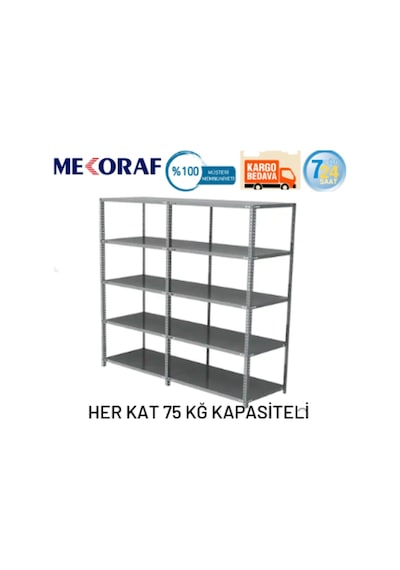 Mekoraf Mekoraf 31 X 93 2.5 Metre Imalattan 5 Katlı Duble Çelik Raf