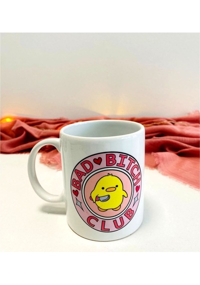 Printhome Bad Bitch Club Baskılı Kupa Beyaz