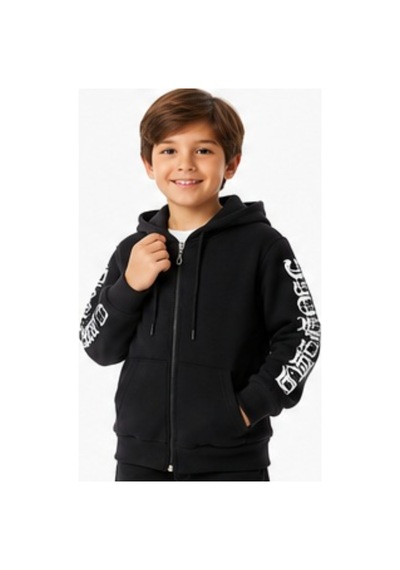 İrem Çocuk Giyim Erkek Çocuk Kolları Kapüşonu Yazı Desenli Fermuarlı Kanguru Cepli Siyah Hırka Siyah İrem Çocuk Giyim Erkek Çocuk Kolları Kapüşonu Yazı Desenli Fermuarlı Kanguru Cepli Siyah Hırka Siyah