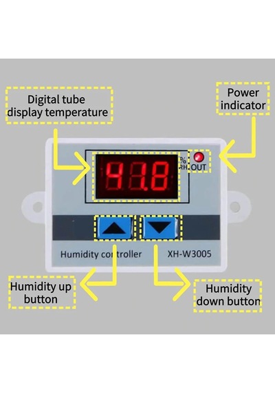 Xh-w3005 Dijital Nem Kontrol Cihazı Kuluçka Termostat 12v 120w