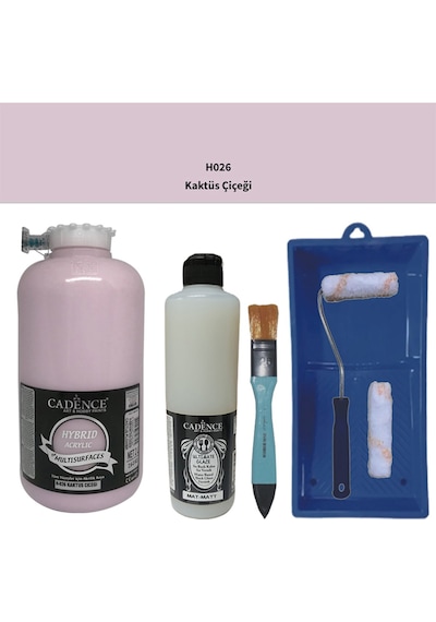 Mobilya Boyası-cadence Multisurface H-026 Kaktus Çiçeği 2000ml Ultimate Vernik Mat 500ml Satenruloset Kaktüs Çiçeği