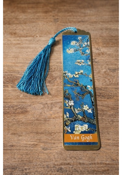 Sanatsal Tablo Temalı Metal Kitap Ayracı Van Gogh-badem Çiçekleri